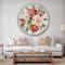 Designart 'Red Painted Flowers On Vintage Postcard Ii Farmhouse Wall Clock